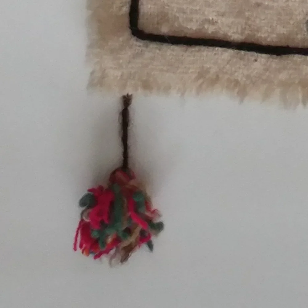 VINTAGE BOLIVIAN WOOL APPLIQUE BOHO WOVEN WOOL KOKOPELLI WALL HANGING